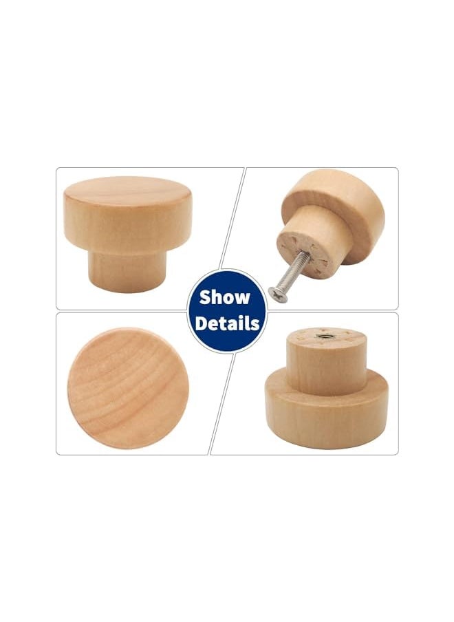 PROMASS 16PCS Wood Knobs Flat Top Round Cabinet Knobs 1.39"(35mm) Natural Wooden Dresser Drawer Knobs Kitchen Cabinet Pulls Handles  - Image 5