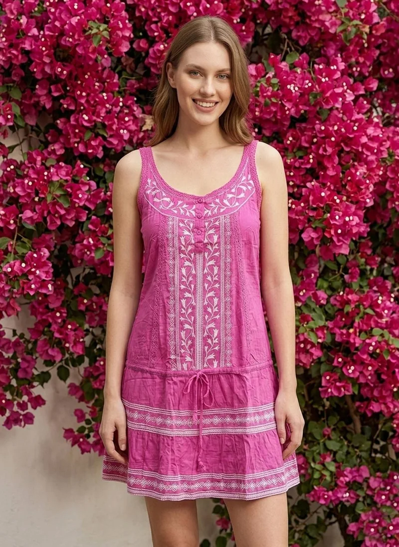 Alaya Women Embroidered  Modal Midi Dress -AL3714