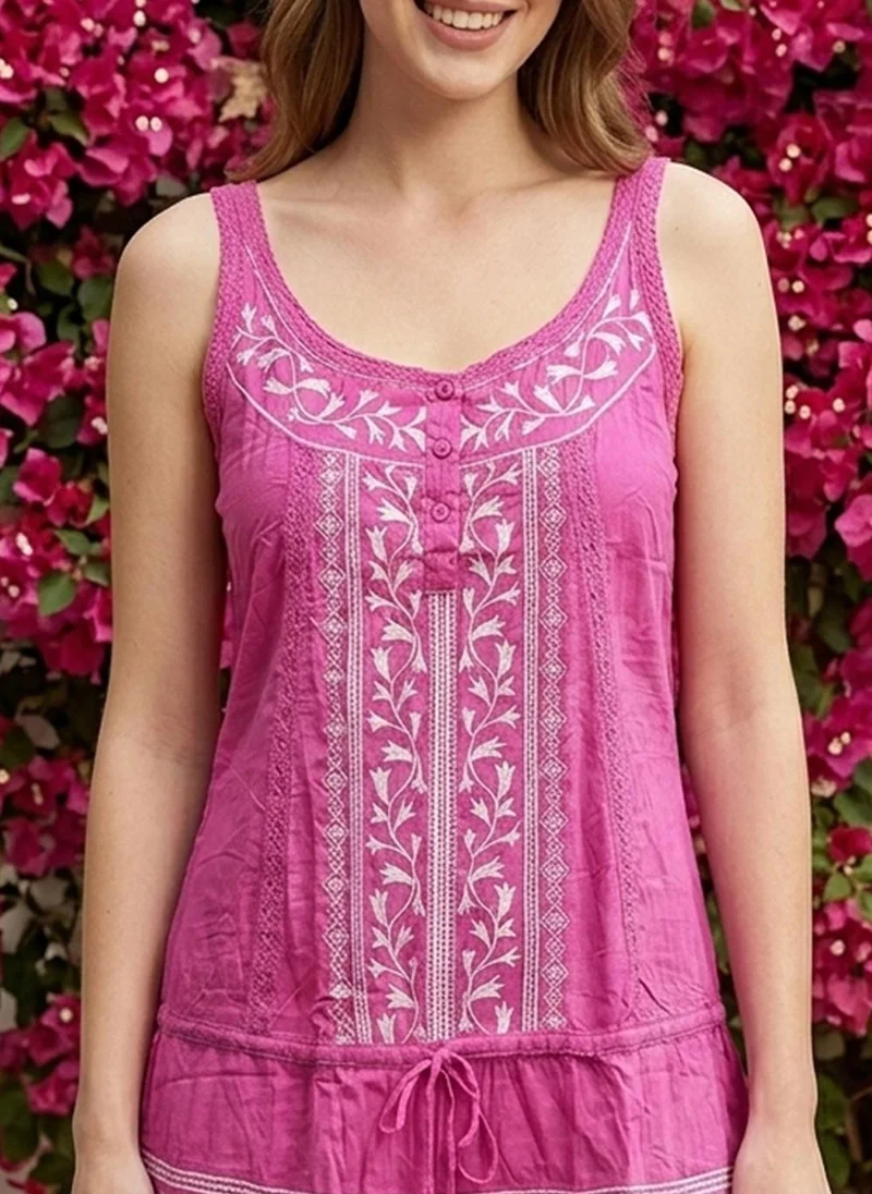 Alaya hot pink Women Embroidered  Modal Midi Dress -AL3714 for Women | Best Price UAE