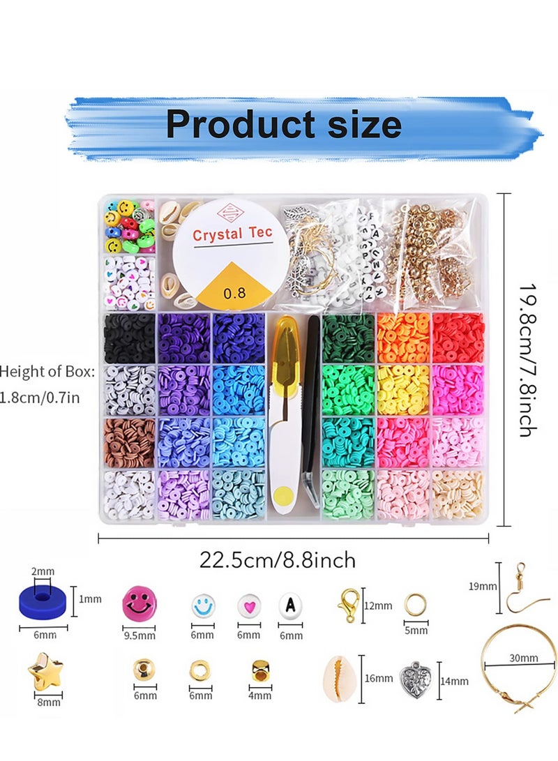 SOLARAE 4848 قطعة مجموعة صنع أساور خرز الطين، مستلزمات المجوهرات مجموعة حرفية صغيرة رخيصة أساور قلادة خاتم حروف بذور قلائد DIY فن - Image 3