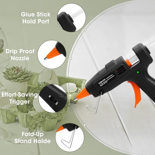 kejector Fireproof Hot Glue Gun, Mini Glue Gun Kit with 30 Glue Sticks, 20W Glue Gun with Transparent Glue Sticks 7 * 130 mm for DIY Arts, Crafts and Quick Repairs - Image 4