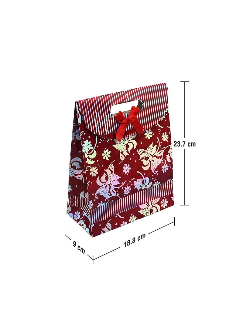 iLife - iLife Gift Bags Paper Bags with Handles Bulk, Shopping Bags Retail Bags Paper Gift Bags (Maroon) 18.8 * 9 * 23.7 CM - 12 Piece - Image 1