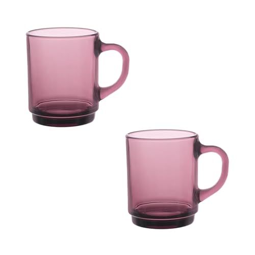 Duralex France Versailles Plum Glass Coffee Mug Set of 2-260ML | 3X Stronger & Durable | Microwave & Dishwasher Safe | Perfect for Latte, Americano, Cappuccinos, Tea, Hot Drinks | Giftable Mug Set - Image 1