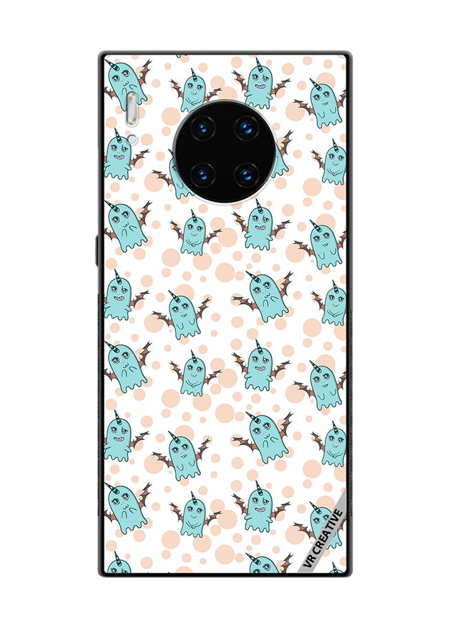 VR CREATIVE Protective Case Cover For Huawei Mate 30 Pro White Background, Pattern Cute Blue Monsters, Emotions Stickers Design Multicolour - Image 1