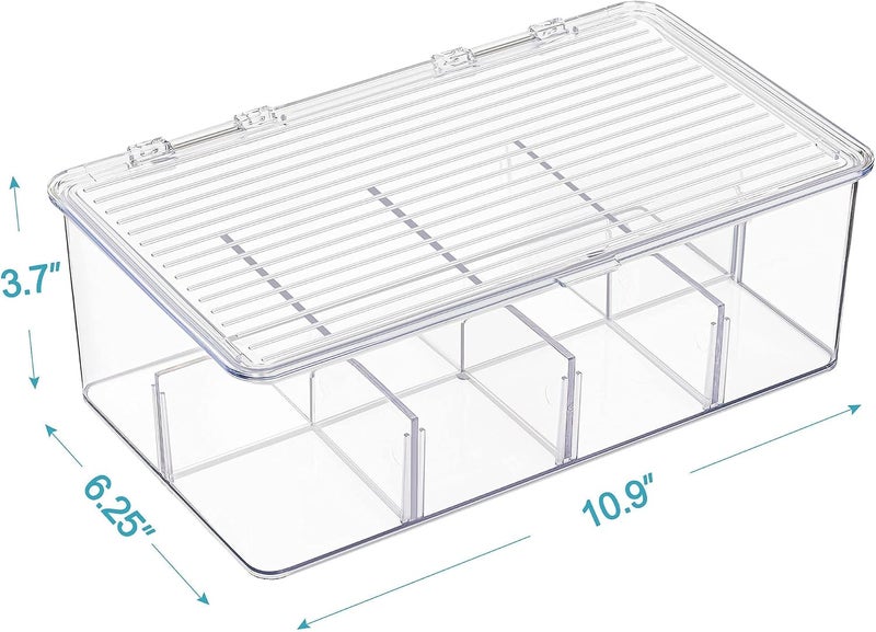 Excefore 2 Pack Stackable Tea Bag Organizer, Plastic Tea Storage Box for Kitchen Pantry Cabinets and Countertops, Holder for Tea Bags, Coffee, Sugar Packets, Small Packets - Image 3