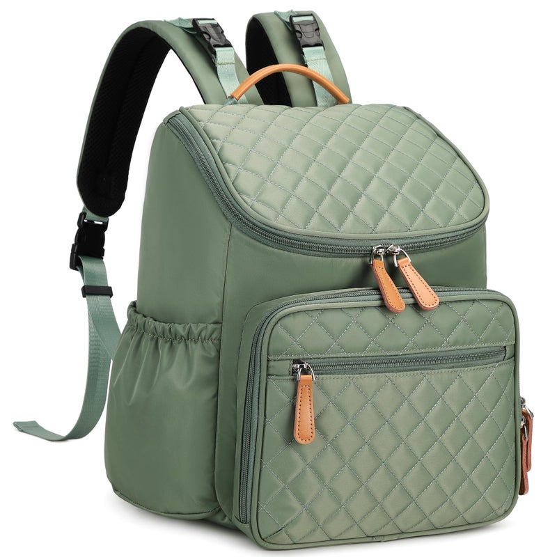 LORADI Large Capacity Diaper Bag Backpack with Stroller Buckle, Water-Resistant Travel Baby Bag with Insulated Pockets (Classic, Green) - Image 1