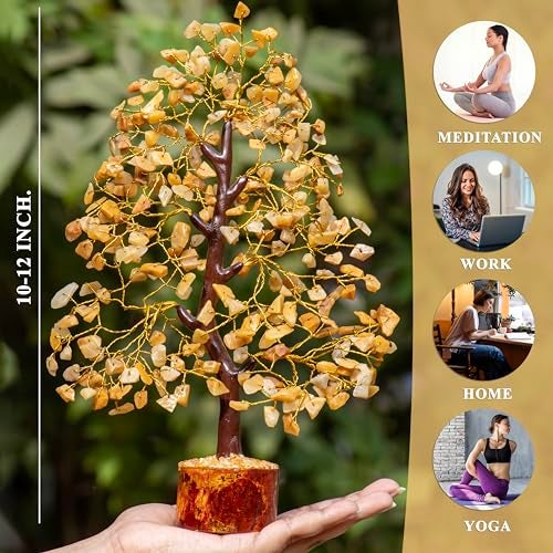 HindCraft Yellow Aventurine Healing Crystal Tree | Artificial Tree for Home Decoration | Positive Energy & Prosperity Tree | Thoughtful Gift for Men & Women – Housewarming, Wedding Gift - Image 2