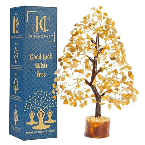 HindCraft Yellow Aventurine Healing Crystal Tree | Artificial Tree for Home Decoration | Positive Energy & Prosperity Tree | Thoughtful Gift for Men & Women – Housewarming, Wedding Gift - Image 1