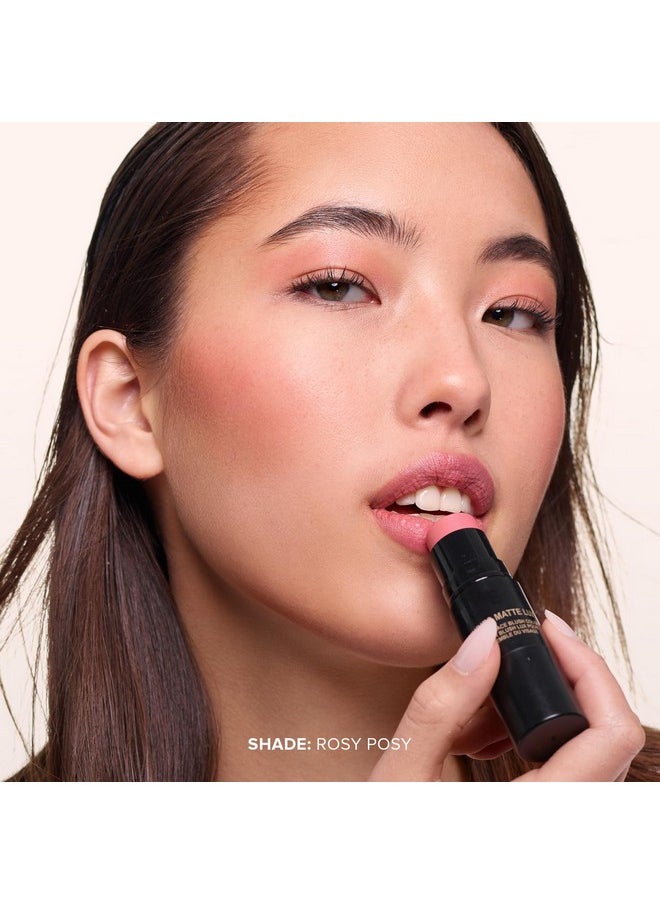 NUDESTIX Nudies Matte Lux Cream Blush 3In1 All Over Face Colour For Cheeks Eyes And Lips W/Blending Blush (Rosy Posy)  - Image 2