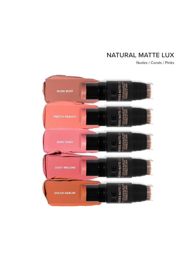 NUDESTIX Nudies Matte Lux Cream Blush 3In1 All Over Face Colour For Cheeks Eyes And Lips W/Blending Blush (Rosy Posy)  - Image 4
