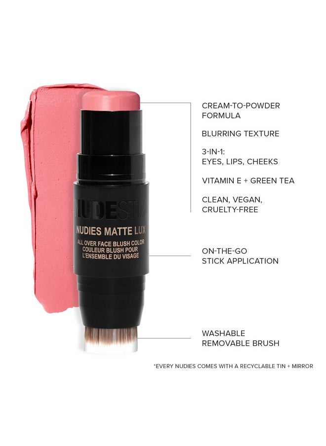NUDESTIX Nudies Matte Lux Cream Blush 3In1 All Over Face Colour For Cheeks Eyes And Lips W/Blending Blush (Rosy Posy)  - Image 5