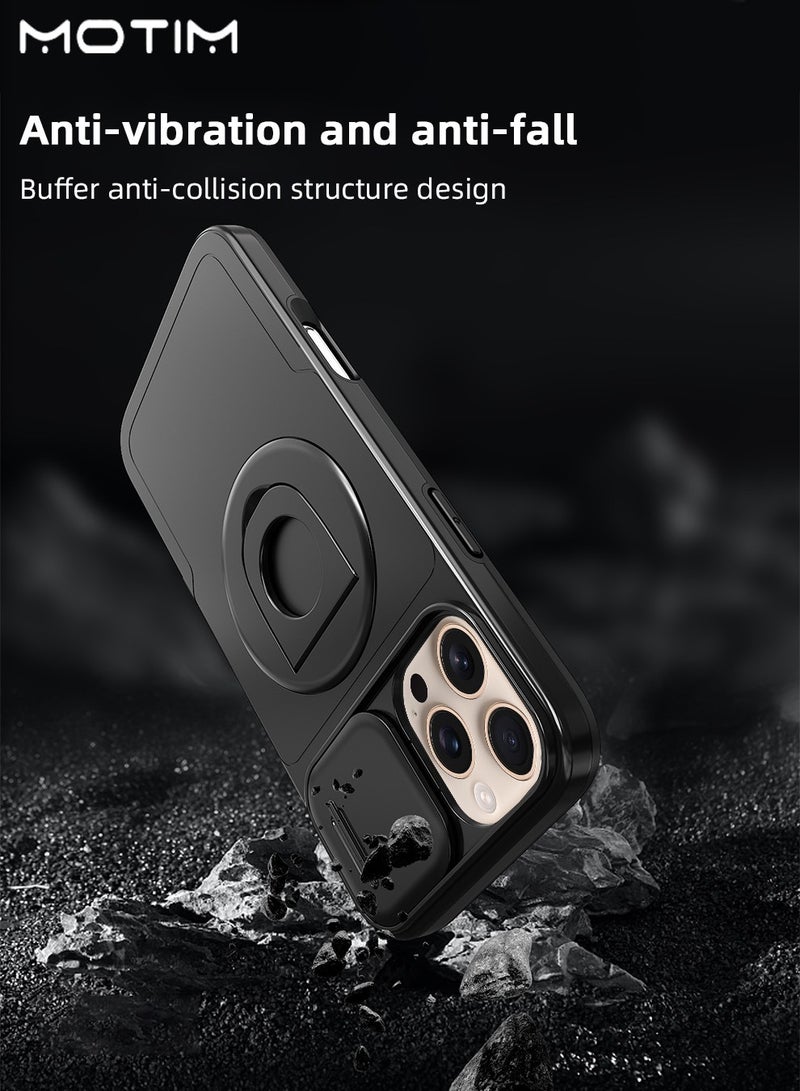Motim iPhone 16 Pro/16 Pro Max Magnetic Case with Slide Camera Cover, 360° Invisible Stand, Sturdy & Versatile Stand, Anti-Scratch, Drop Protection Heavy Duty Protective Kickstand  - Image 5