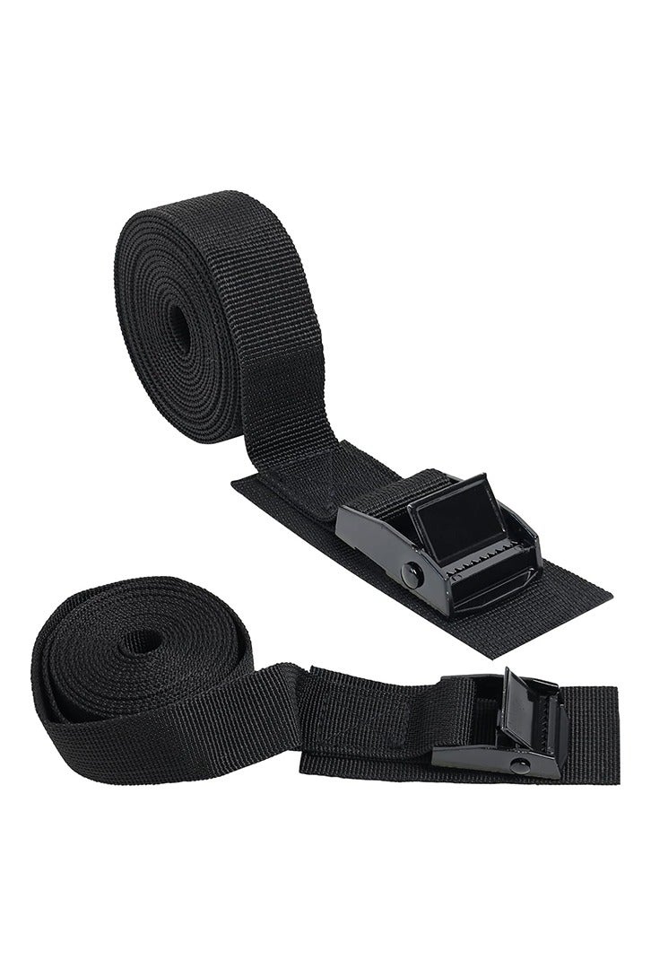 Bicycle Lashing Strap with Clamp - Pack of 2, Length 0.5m, Width 25mm, Max Load 500kg, Padded, Ideal for Transport on Bicycle Racks, Black - Image 1