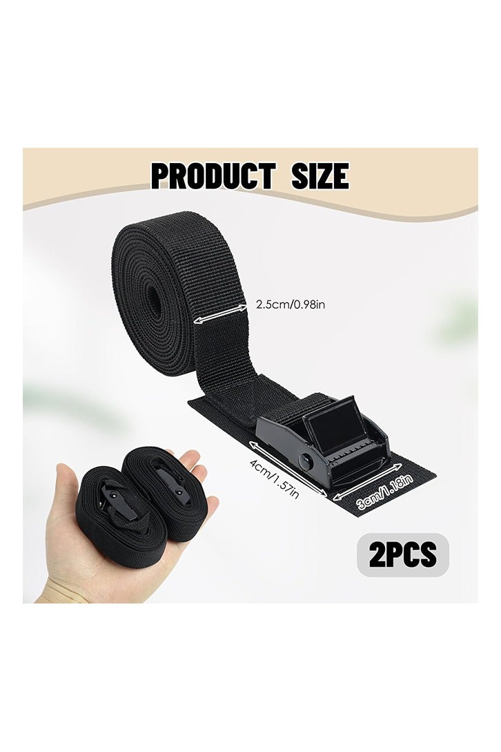 Bicycle Lashing Strap with Clamp - Pack of 2, Length 0.5m, Width 25mm, Max Load 500kg, Padded, Ideal for Transport on Bicycle Racks, Black - Image 2