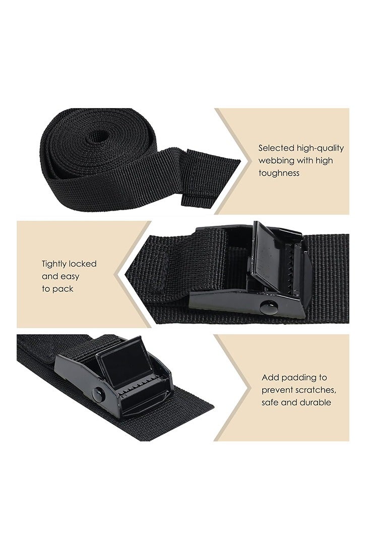 Bicycle Lashing Strap with Clamp - Pack of 2, Length 0.5m, Width 25mm, Max Load 500kg, Padded, Ideal for Transport on Bicycle Racks, Black - Image 4