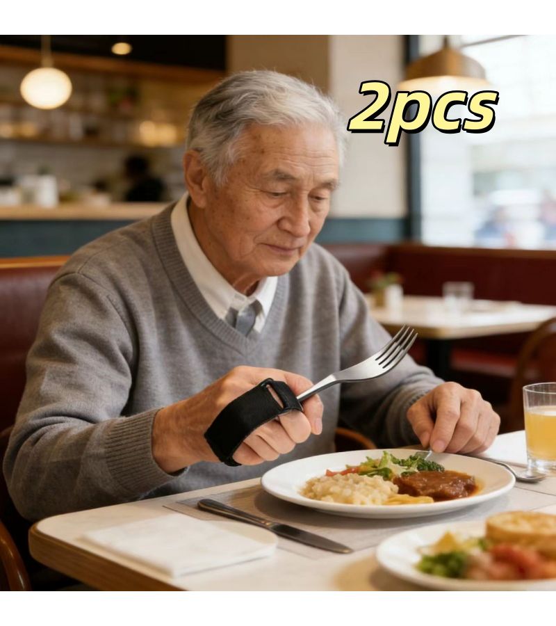 2pcs Webbing Anti Shake Feeding Belt Suitable For Seniors With Tremors And Dysphagia Non Spill Mealtime Aid Anti Splash Eating Device Oral Care Shaving Writing - Image 1