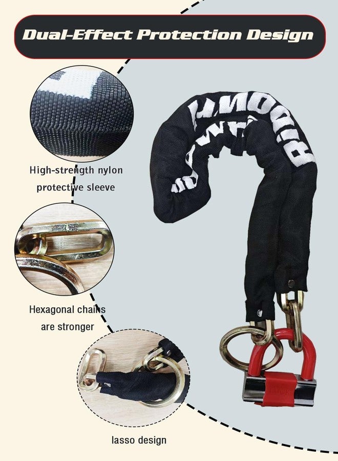 Ribowri Heavy Duty Motorcycle Chain Lock, 3ft 10mm Thick Cut Resistant Security Chain with 16mm U-Lock & 3 Keys, Anti Theft Bike Lock for Motorcycles, Bicycles, Generators, Gates(3FT) - Image 4