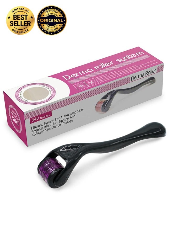 ديرما رولر جهاز ديرما رولر ٠٥ ملم للوجه والشعر مع ٥٤٠ إبرة تيتانيوم أداة العناية بالبشرة لتحفيز الكولاجين وعلاج آثار الحبوب - Image 1