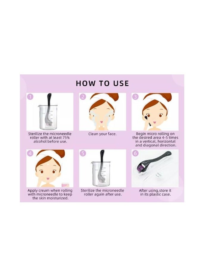 ديرما رولر جهاز ديرما رولر ٠٥ ملم للوجه والشعر مع ٥٤٠ إبرة تيتانيوم أداة العناية بالبشرة لتحفيز الكولاجين وعلاج آثار الحبوب - Image 4