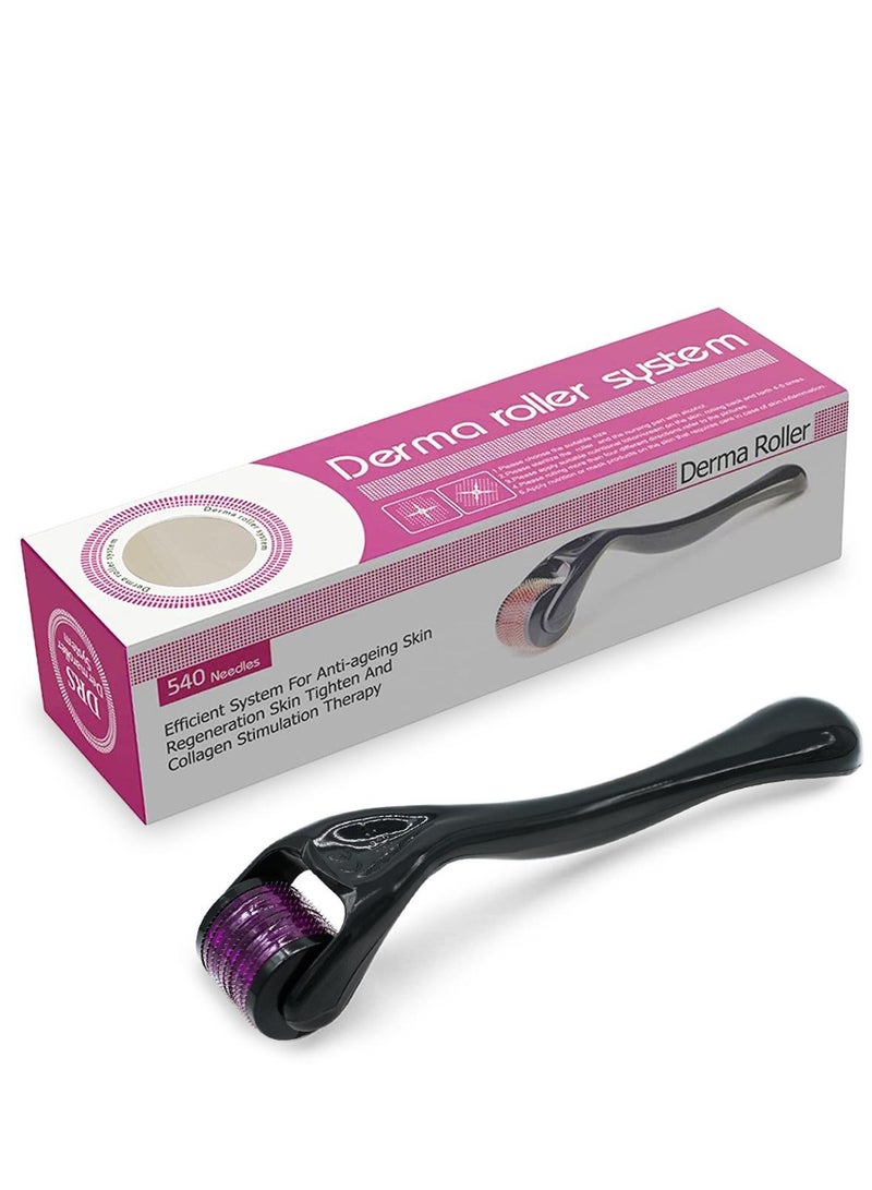 ديرما رولر جهاز ديرما رولر ٠٥ ملم للوجه والشعر مع ٥٤٠ إبرة تيتانيوم أداة العناية بالبشرة لتحفيز الكولاجين وعلاج آثار الحبوب - Image 2
