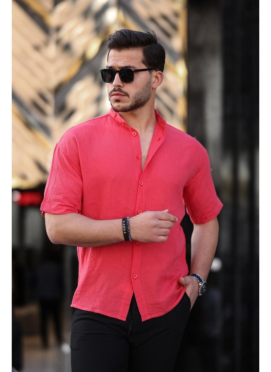 Judge Collar Muslin Fabric Short Sleeve Shirt - Pomegranate - pzsku/Z7DA001731C8B6179EC75Z/45/_/1741192207/f06ce328-1cc8-4e67-8478-65db7c285457