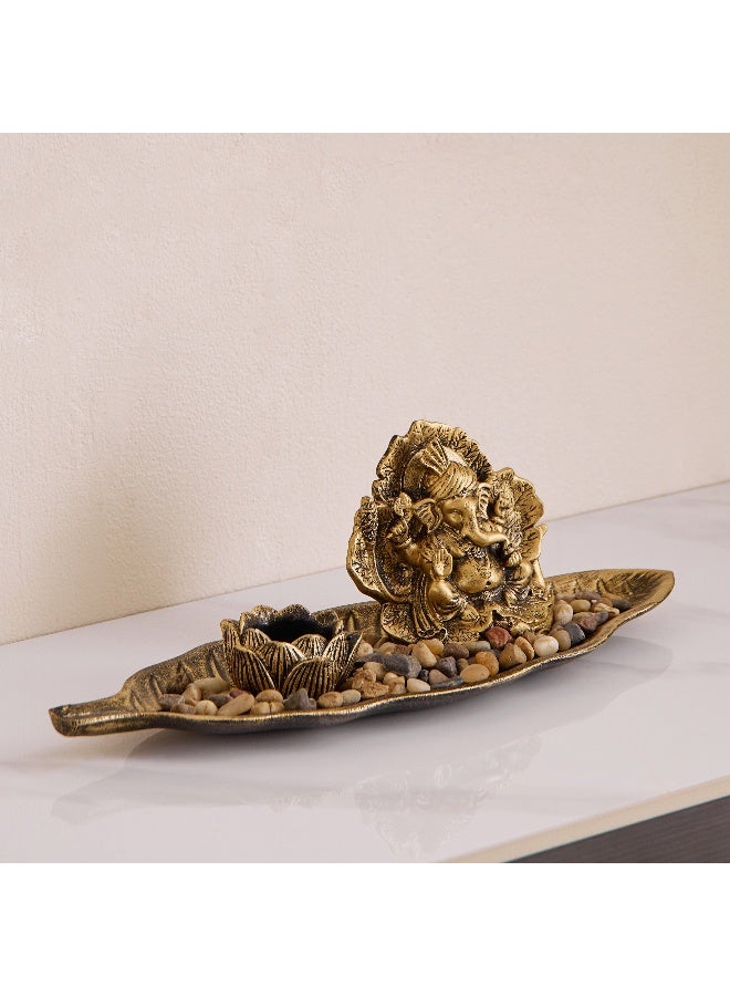 Home Box Divinity Glacier Polyresin Ganesha Statue with MDF Base Tray - 38x13.5x11.5 cm - Image 2