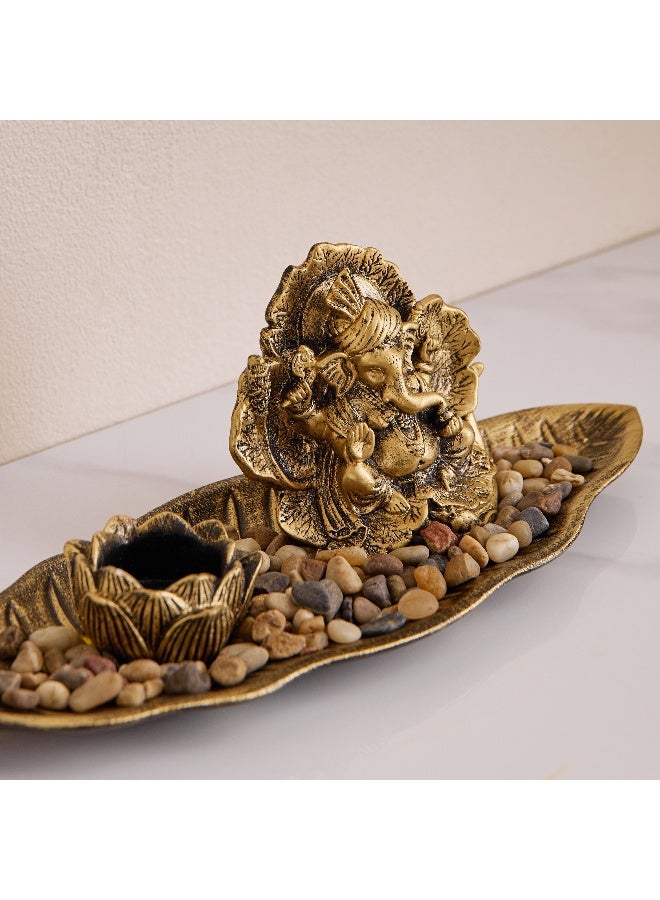 Home Box Divinity Glacier Polyresin Ganesha Statue with MDF Base Tray - 38x13.5x11.5 cm - Image 4