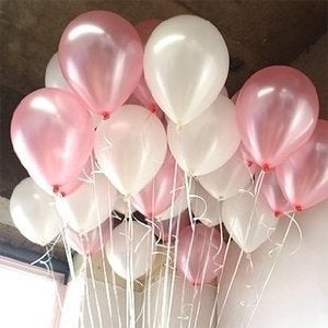 Drishti® Plain Metallic Balloon 50 Pcs Red, White & Pink - Image 2