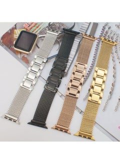 Stainless Steel Milanese Thin Watch Band For Apple Watch IWatch6 IPhone Watch5 Metal Steel Band Jewelry Accessory Band-Color:38 Silver