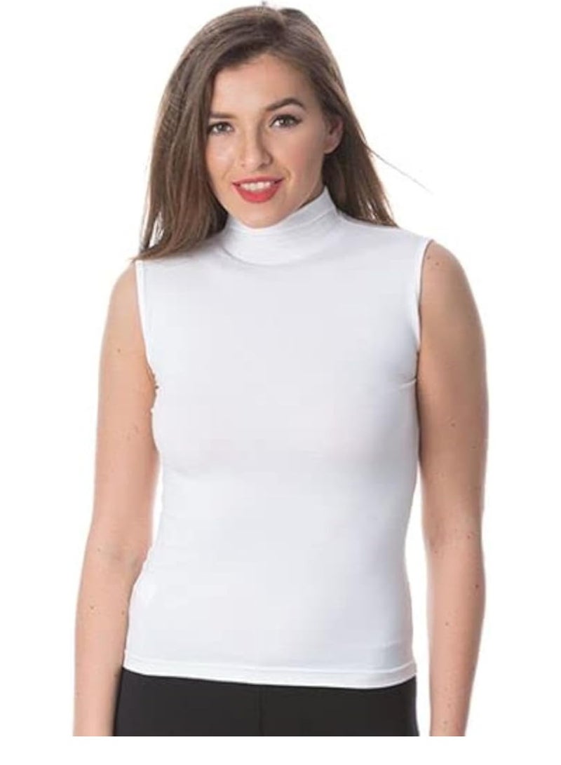 Cottonil high neck Cut top for women - White