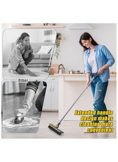 Hihonor 3 in 1 Floor Scrub Brush with Long Handle 44.5'' Cleaning Brush Stiff Bristle Brush Mop Swivel Head Brush Broom Floor Brush Scrubber for Cleaning Patio Bathroom Garage Kitchen (Dark Blue)  - Image 5