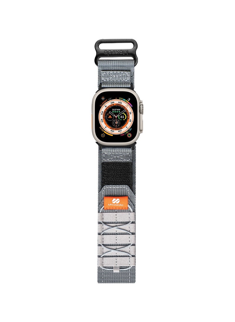 Moxedo - Moxedo Tactical Sports Rugged Strap Breathable Nylon Braided Compatible with Apple Watch Band Series 8,7,6,5,4,3,2,1,SE Ultra Woven Loop Design for 44mm,45mm,49mm (Grey) - Image 1