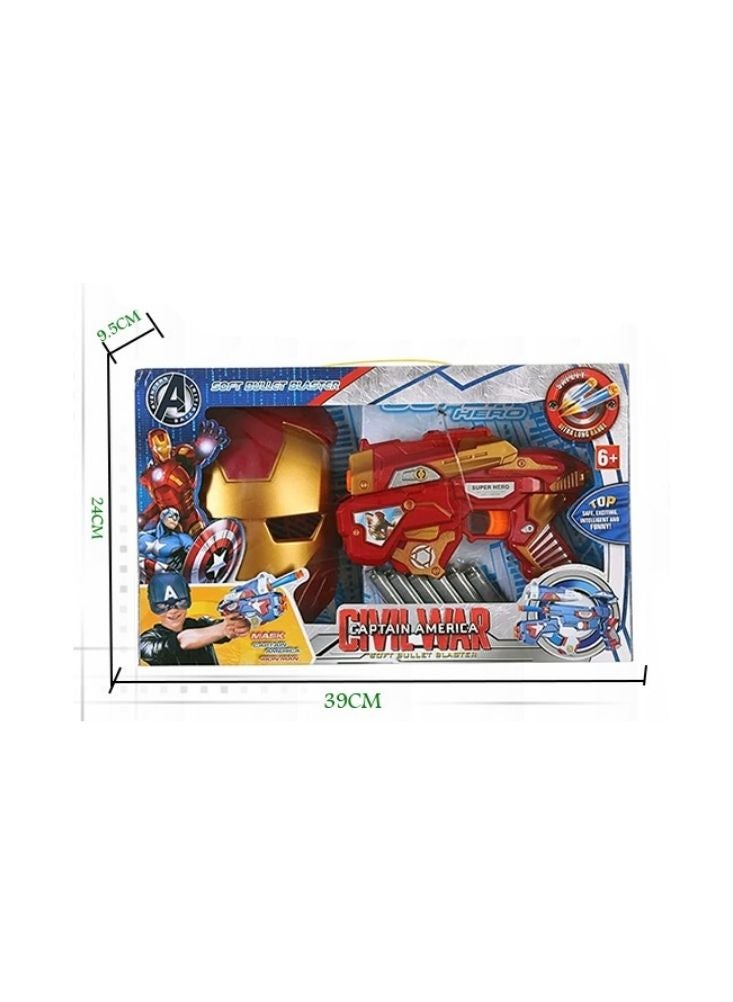 أفينجيرز مسدس لعبة أفنجرز آيرون هيرو ذو الرصاصات الناعمة مع سهام إسفنجية، مجموعة ألعاب آمنة للأطفال من عمر 6 سنوات فما فوق. - Image 2