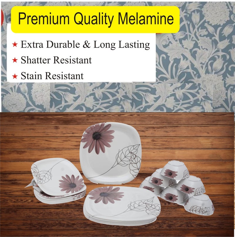 EVAWARE INTERNATIONAL طقم عشاء إيفوار إنترناشيونال من الميلامين 30 قطعة مقاوم للحرارة 6 أطباق كاملة / 6 أطباق ربع / 12 وعاء / 6 ملاعق تصميم أبيض - Image 2