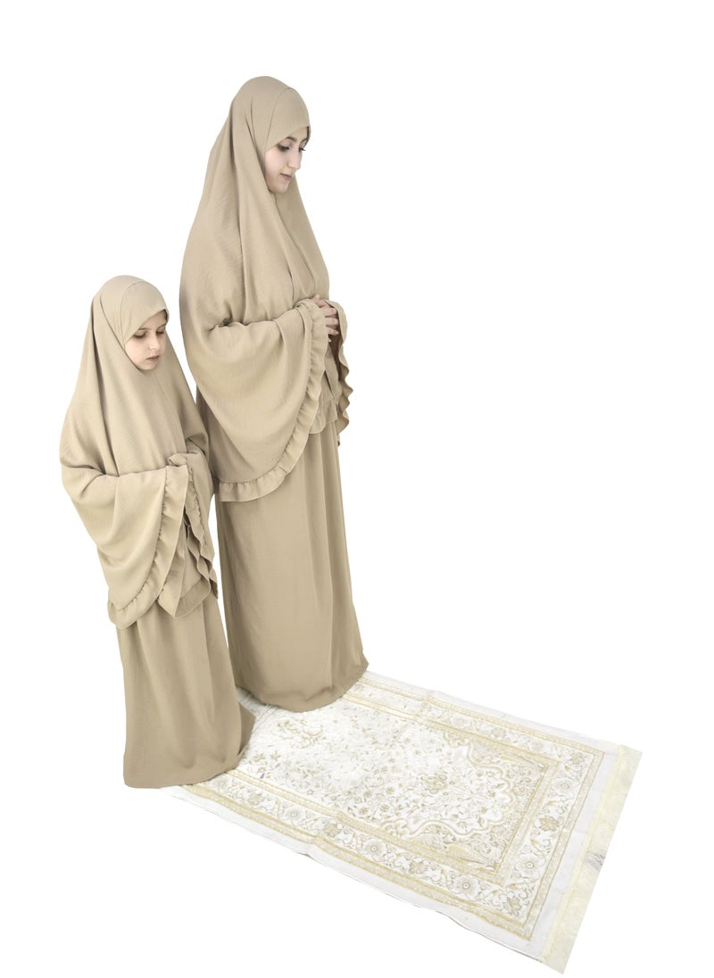 DAMAS COLLECTION - Two Piece Islamic prayer dress for girls kids and women -Prayer Clothes for girls and Muslim Women-Prayer Abaya For women and girls kids- Umrah essentials for women -Prayer dress women - Image 1