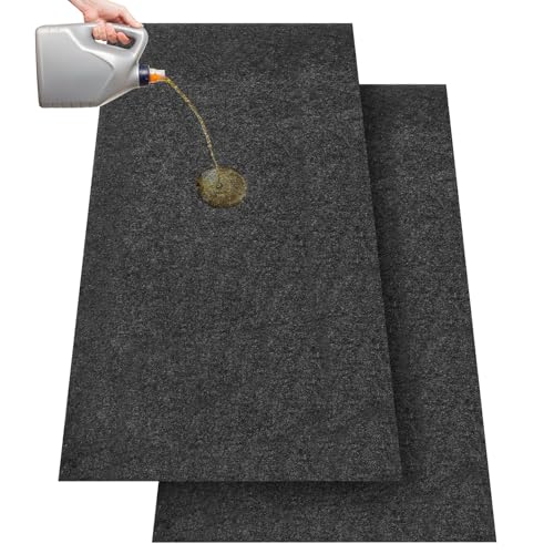 Datanly 2 Pcs Oil Spill Mat Set (36"×60") - Complete Garage Floor Protection - Front & Rear Car Coverage - Reusable Washable Oil Drip Mats - Image 1