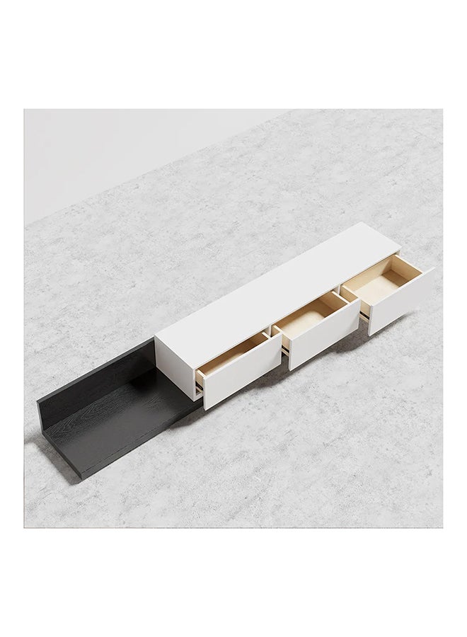 AtoZ Furniture حامل تلفاز ووحدة تحكم وسائط قابلة للتمديد من Nordic مع 3 أدراج باللون الأبيض 