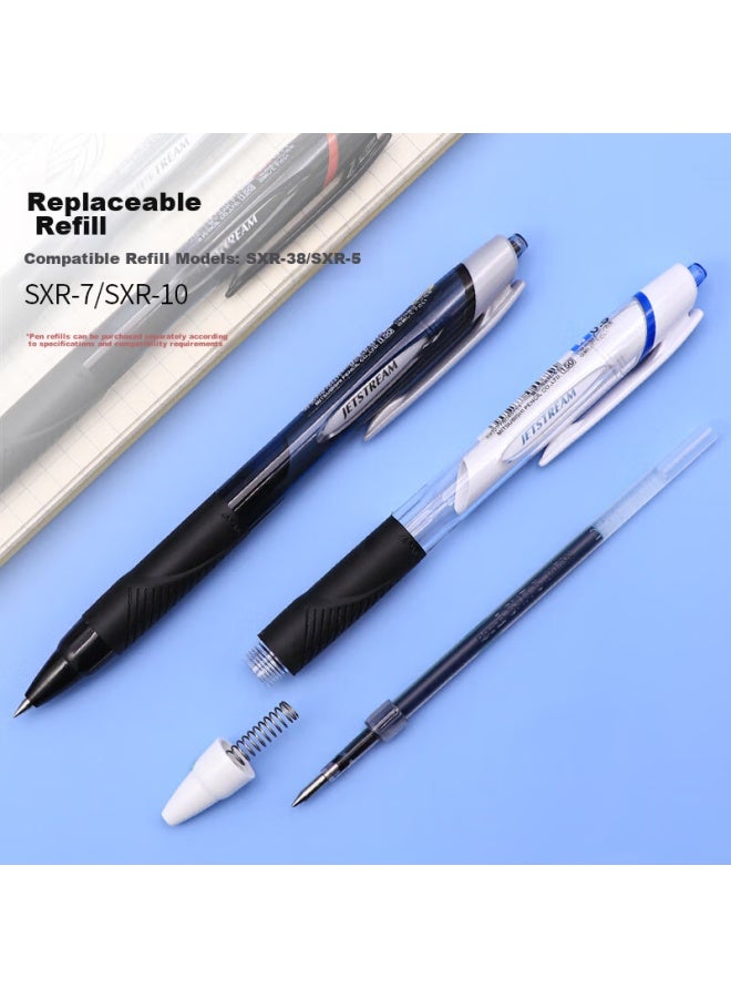 Uni Jetstream Series Retractable Ballpoint Pen Sxn-150, Smooth Writing, Student Office Pen, 0.7mm, Black Barrel With Black Ink, Pack Of 10 - Image 2