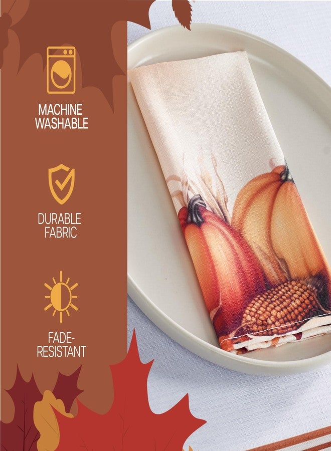 Kadut Thanksgiving Fall Harvest Turkey Cloth Napkins (17x17 Inch) Set of 4 | Heavy Duty Fabric | Stain Proof Napkins for Harvest, Holiday, Fall, Parties, Christmas - Image 5