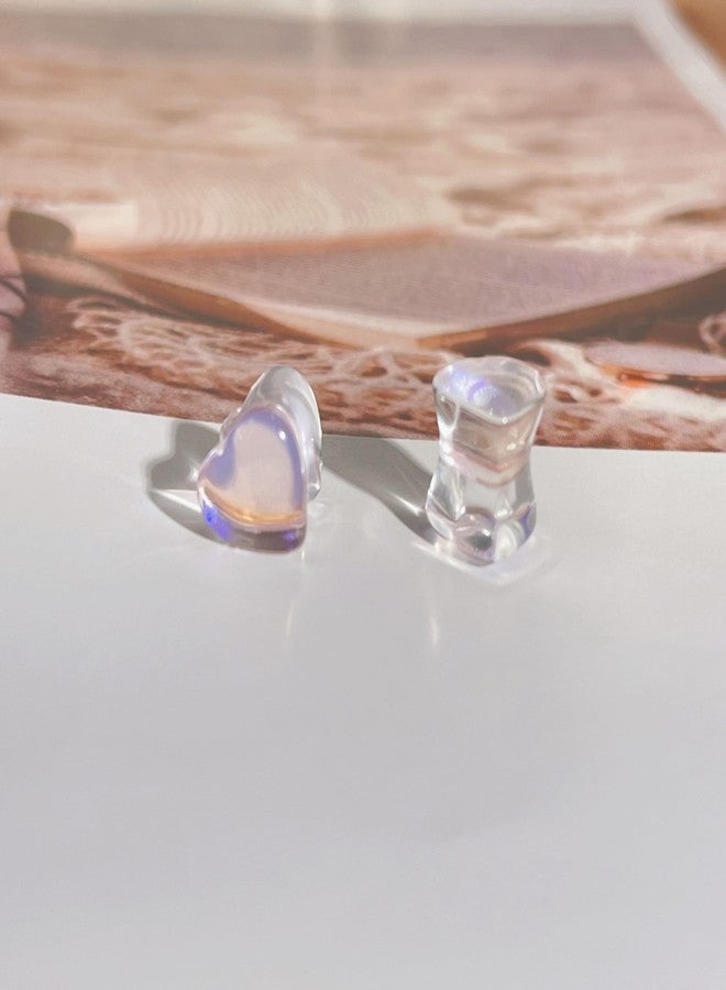 Izpack Pink Heart Glass Ear Plugs Tunnels Double Flared Saddle Expander Stretcher Ears Gauge Plug Piercing Body Jewelry for Women Men Unisex (0g(8mm)) - Image 4