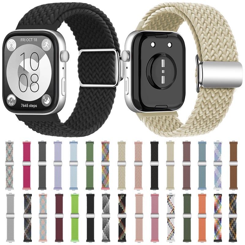 erorex For Huawei Watch Fit3 Nylon Loop Magnetic Buckle Watch Band(Starlight Black) - Image 4