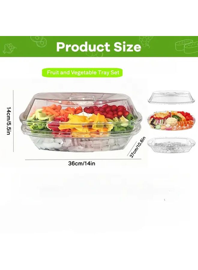 3 Piece Set Refrigerated Serving Tray With Lid Ice Tongs Salad Plate Dishwasher Safe - Image 3