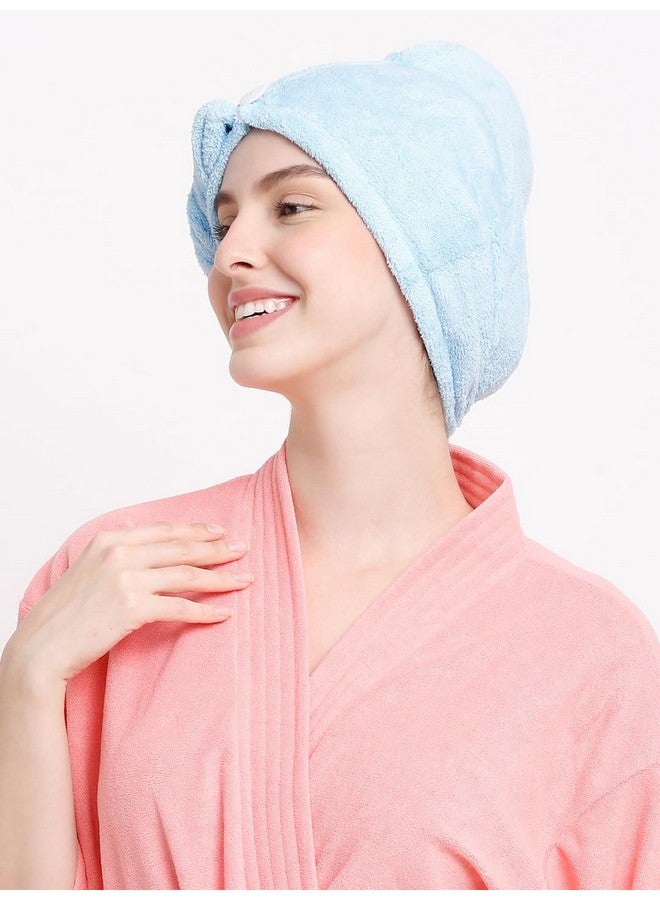 Cortina Microfiber Hair Towel Cap Soft Absorbent Quick Drying Cap For Curly Thick Hair Wrap Cap For Women Girlspack Of 1Blue - Image 2