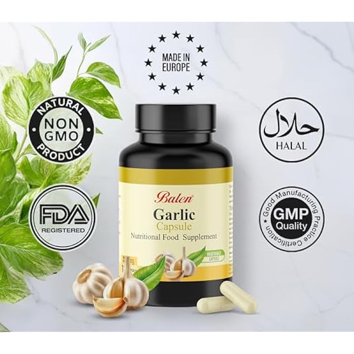 Balen Organic Garlic Powder Capsules 375mg-100 Soft Capsule, Aged Extract Supports, Blood Pressure Stabilizer, Cholesterol Support, Natural Garlic Supplement, Herbal Formule - Image 5