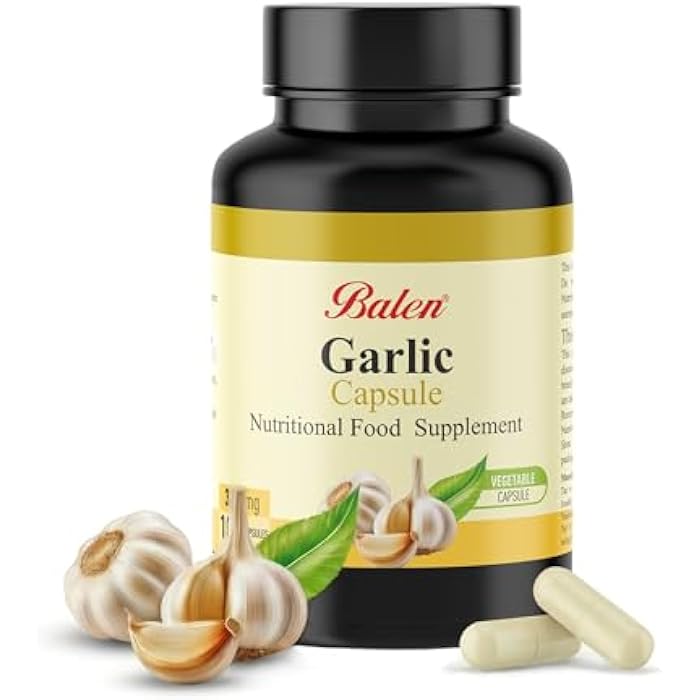 Balen Organic Garlic Powder Capsules 375mg-100 Soft Capsule, Aged Extract Supports, Blood Pressure Stabilizer, Cholesterol Support, Natural Garlic Supplement, Herbal Formule - Image 1
