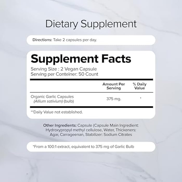 Balen Organic Garlic Powder Capsules 375mg-100 Soft Capsule, Aged Extract Supports, Blood Pressure Stabilizer, Cholesterol Support, Natural Garlic Supplement, Herbal Formule - Image 2