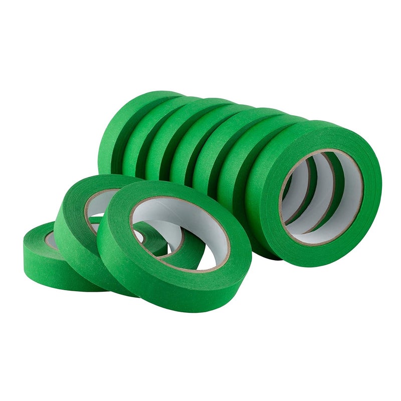 Lichamp 10 Pack Green Painters Tape 1 inch, Medium Adhesive Green Masking Tape Bulk Multi Pack, 1 inch x 55 Yards x 10 Rolls (550 Total Yards) - Image 1