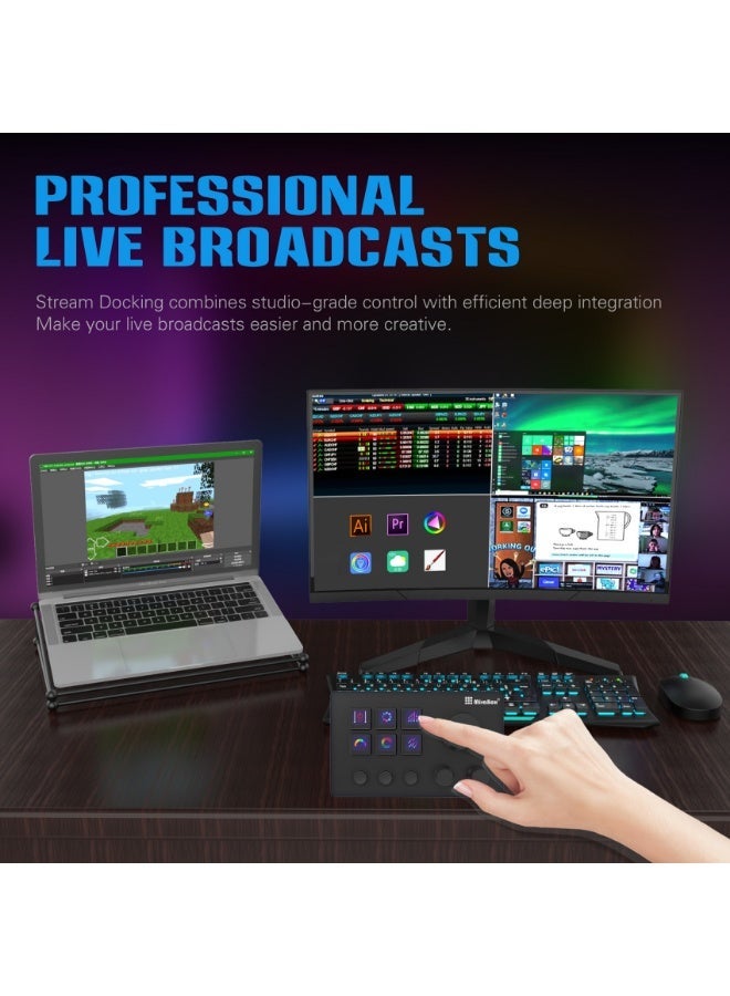MiraBox Stream Controller Deck with12 Customizable Macro Keys to Trigger Actions in OBS Twitch YouTube for Content Creators Stream Dock Compatible with PC & Mac N3 Black Macro Keypad - Image 3