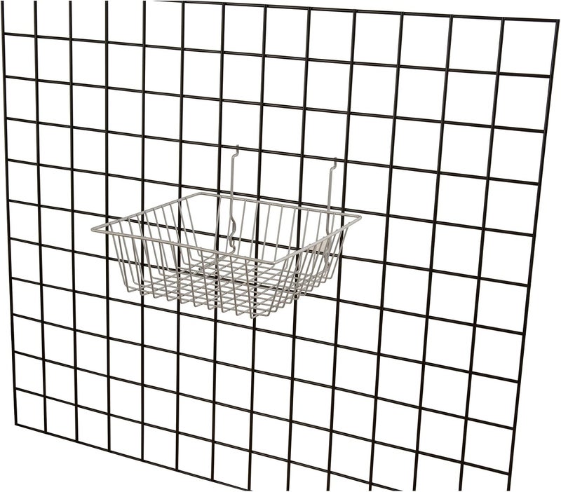 Econoco Multi Fit Epoxy Chrome Small Wire Basket for Slatwall, Grid of Pegboard, Commercial All Purpose Basket, (Pack of 6) - Image 3