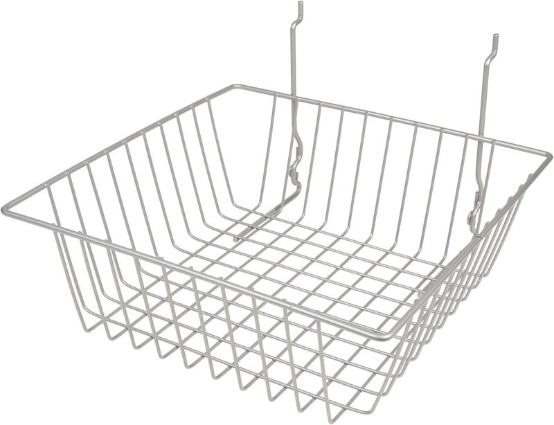 Econoco Multi Fit Epoxy Chrome Small Wire Basket for Slatwall, Grid of Pegboard, Commercial All Purpose Basket, (Pack of 6) - Image 5